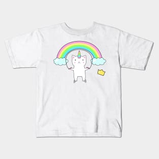 Cute loving Caticorn Rainbow Unicorn girl Kids T-Shirt